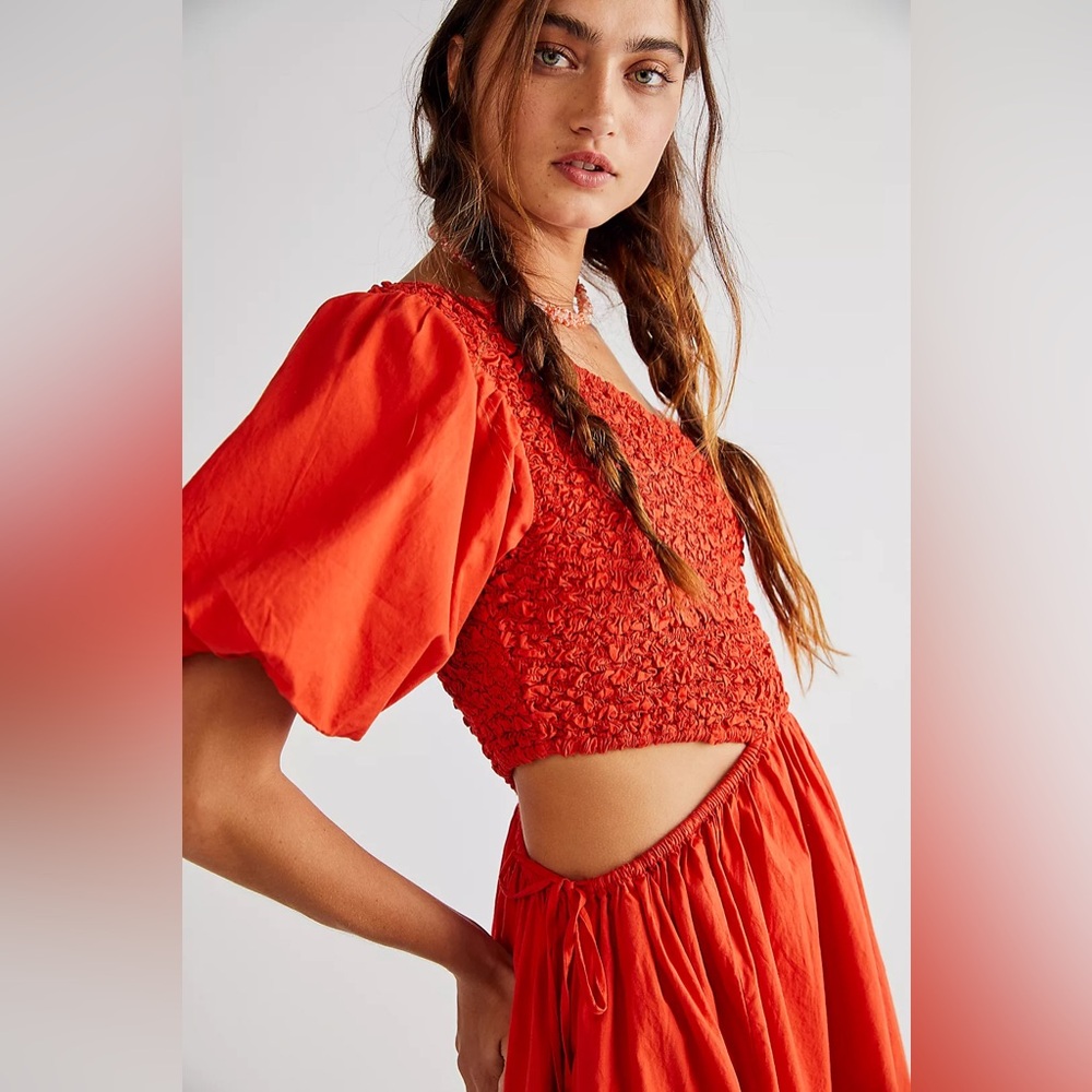 Free People Scarlet Puff Sleeve Midi Dress - Picture 3 of 4
